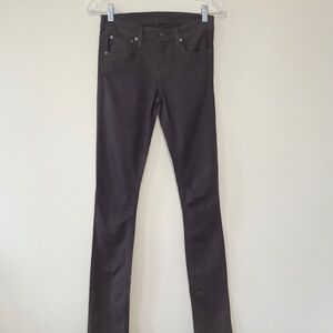 Helmut Lang Skinny Jeans Pants Glossy Dark Brown 25 Long